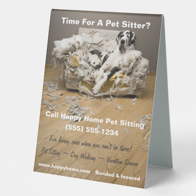 Great Dane on Chewed Sofa Pet Sitting Flyer 6x8 (Front)