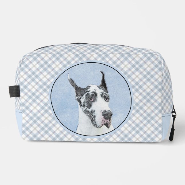Great Dane Painting Harlequin Original Pet Dog Art Dopp Kit (Front)