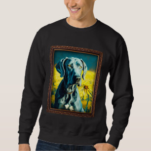 Great Dane Painting Sunflower Flower Mom Women Flo Sweatshirt