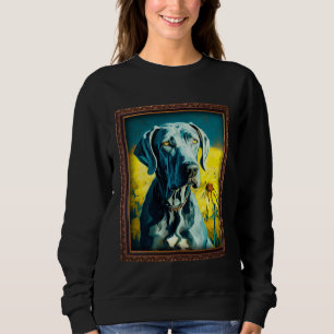 Great Dane Painting Sunflower Flower Mom Women Flo Sweatshirt