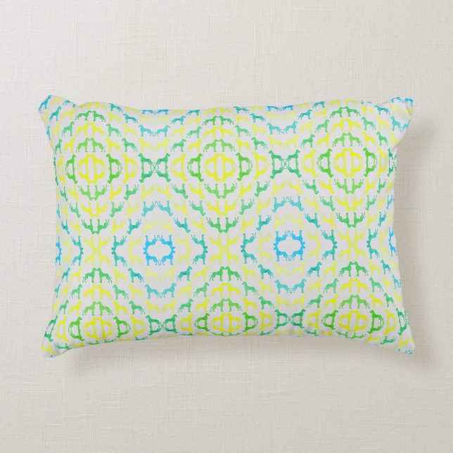 Great Dane Pattern Green Yellow Decorative Cushion (Front)