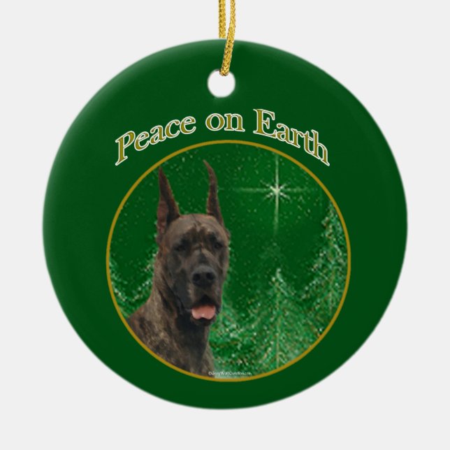Great Dane Peace Keychain Ceramic Ornament (Front)