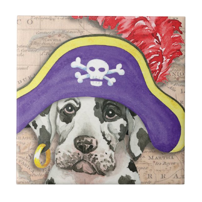 Great Dane Pirate Ceramic Tile (Front)