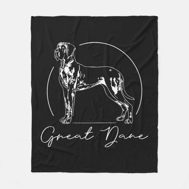 Great Dane portrait dog mum Fleece Blanket (Front)