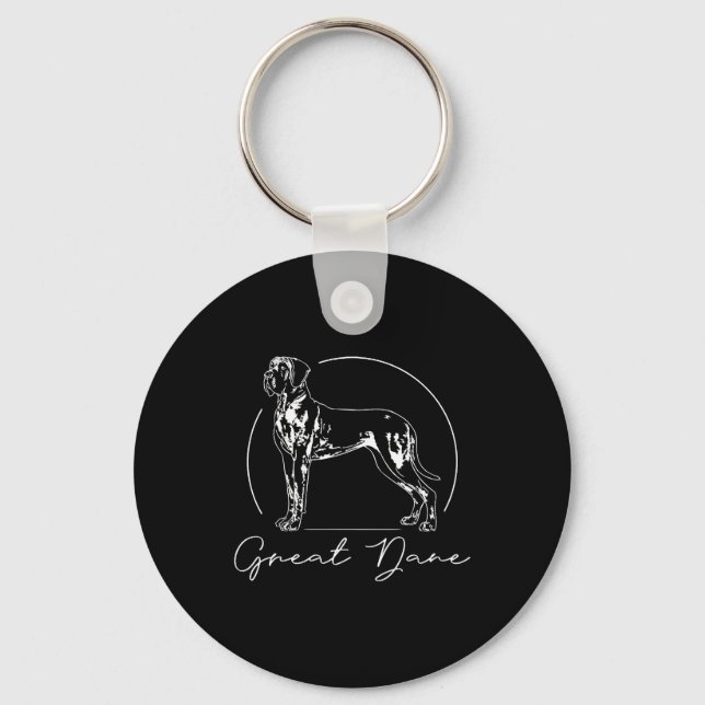 Great Dane portrait dog mum Key Ring (Front)