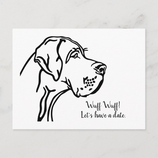 Great Dane portrait drawing Postcard (Front)