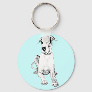 Great Dane Pouting Harlequin Key Ring