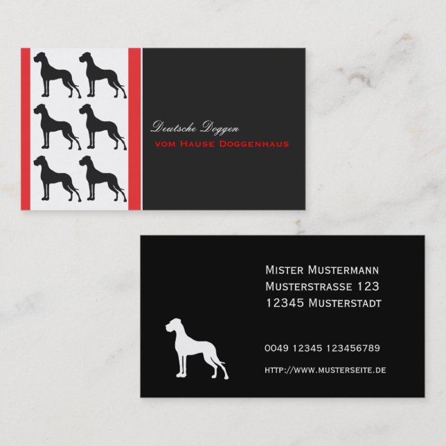 Great Dane Professional good to read Business Card (Front/Back)