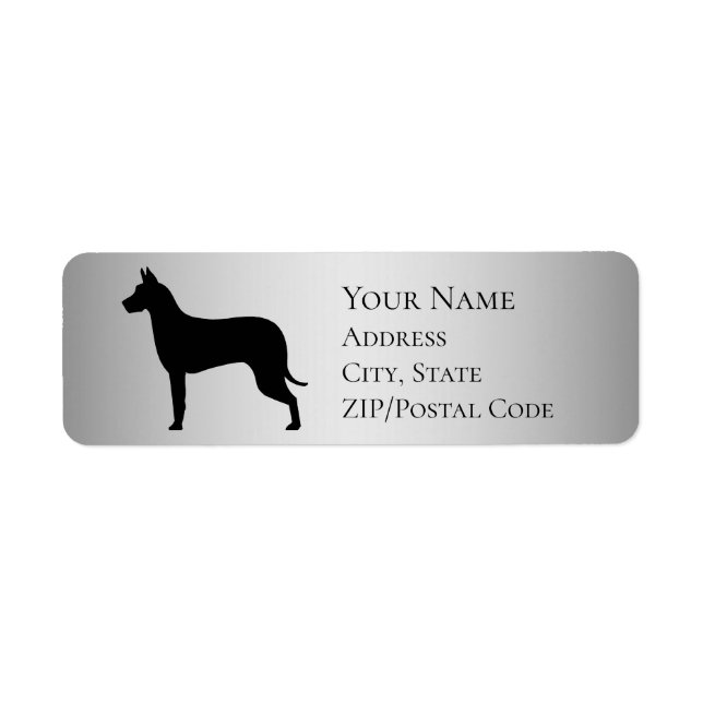 Great Dane Profile Silhouette Return Address Label (Front)
