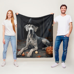Great Dane Pumpkins Halloween Scary Flip Fleece Blanket