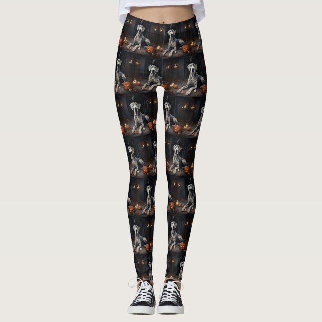 Great Dane Pumpkins Halloween Scary Flip Leggings (Front)