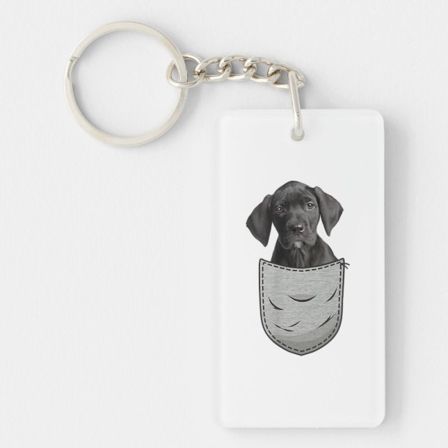 Great Dane Puppy Apollo of Dogs Gentle Giant Owner Key Ring (Front)