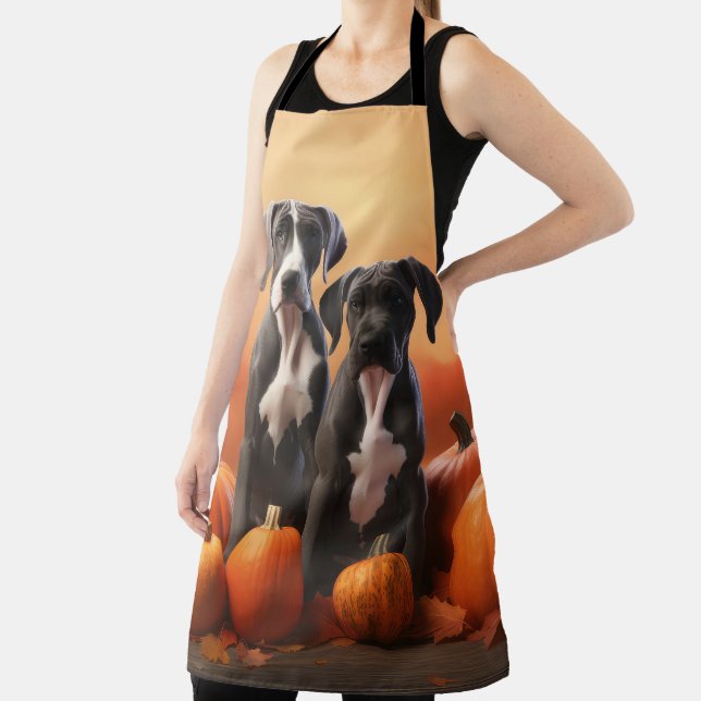 Great Dane Puppy Autumn Delight Pumpkin Apron (Insitu)