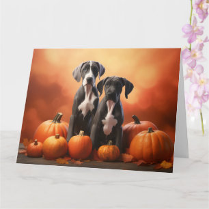 Great Dane Puppy Autumn Delight Pumpkin Card