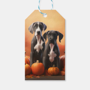 Great Dane Puppy Autumn Delight Pumpkin Gift Tags