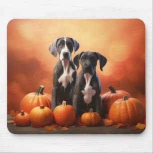 Great Dane Puppy Autumn Delight Pumpkin Mouse Pad
