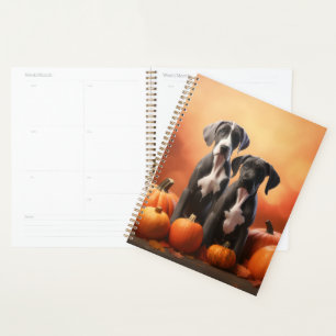 Great Dane Puppy Autumn Delight Pumpkin Planner