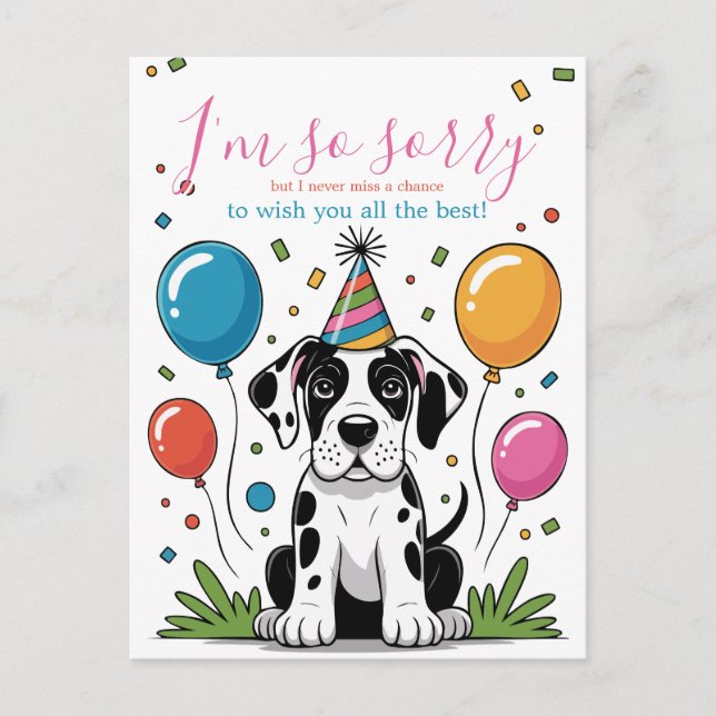 Great Dane Puppy Birthday Postcard (Front)
