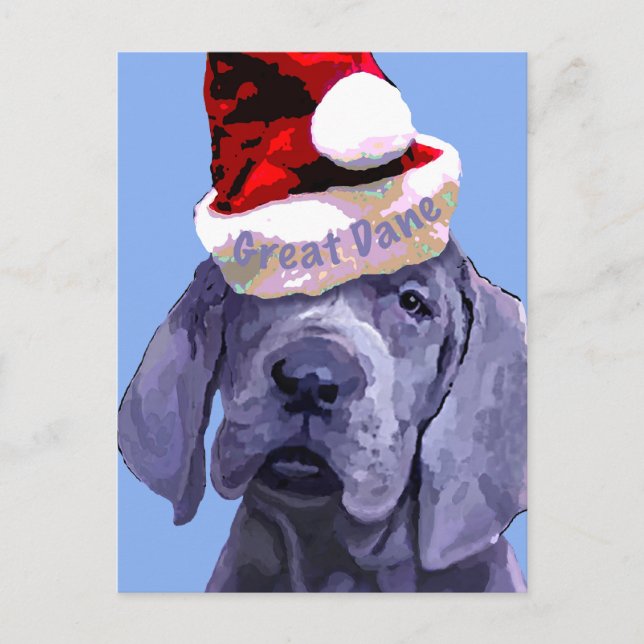 Great Dane Puppy Christmas Postcard (Front)