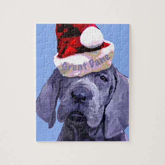 Great Dane Puppy in Santa hat Puzzle (Vertical)