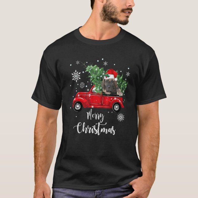 Great Dane Puppy Ride Red Truck Christmas Pajama 1 T-Shirt (Front)