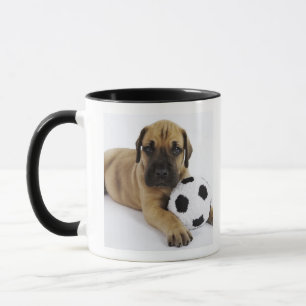 Great Dane puppy with toy soccer ball Mug
