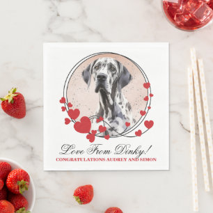 Great Dane Red Heart Frame Dog Photo Napkin