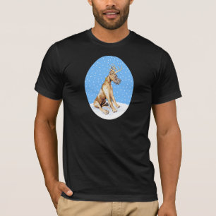Great Dane Reindeer Christmas Brindle T-Shirt