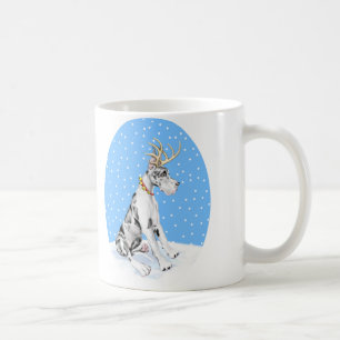 Great Dane Reindeer Christmas Harlequin Coffee Mug