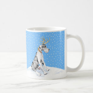 Great Dane Reindeer Christmas Harlequin UC Coffee Mug