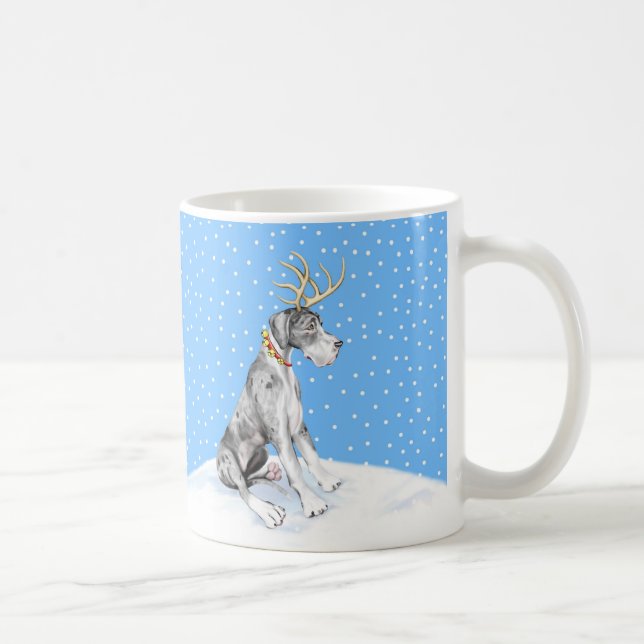 Great Dane Reindeer Christmas Merle UC Coffee Mug (Right)