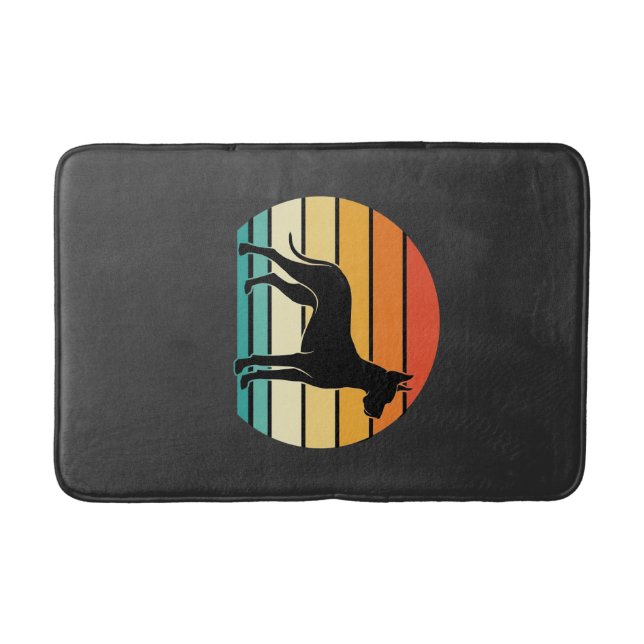 Great Dane Retro Sunset Dog Silhouette Bath Mat (Front)