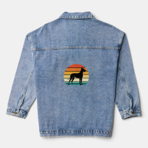 Great Dane Retro Sunset Dog Silhouette Denim Jacket