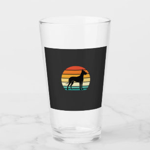 Great Dane Retro Sunset Dog Silhouette Glass