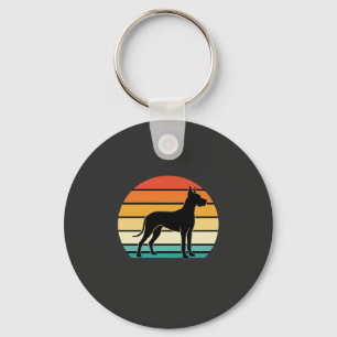 Great Dane Retro Sunset Dog Silhouette Key Ring