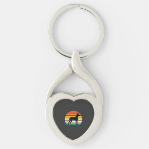 Great Dane Retro Sunset Dog Silhouette Key Ring