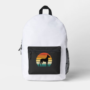 Great Dane Retro Sunset Dog Silhouette Printed Backpack
