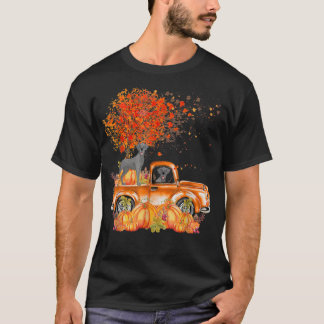 Great dane Riding Truck Pumpkin Autumn Leaves Fall T-Shirt