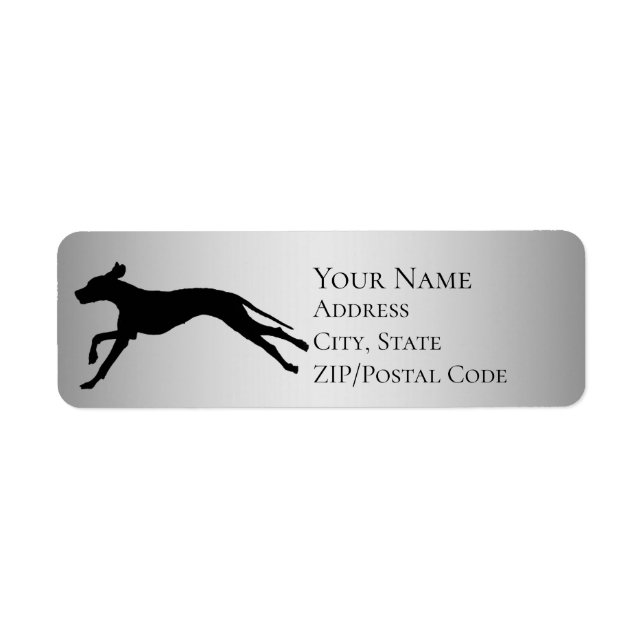 Great Dane Running Silhouette Return Address Label (Front)