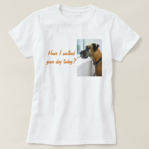 Great Dane Sadly Looking Out Window for Dog Walker T-Shirt