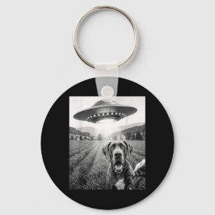 Great Dane Selfie With Alien Ufo Funny Great Dane Key Ring