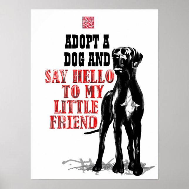 Great Dane Shelter Donation QR Code Poster (Front)