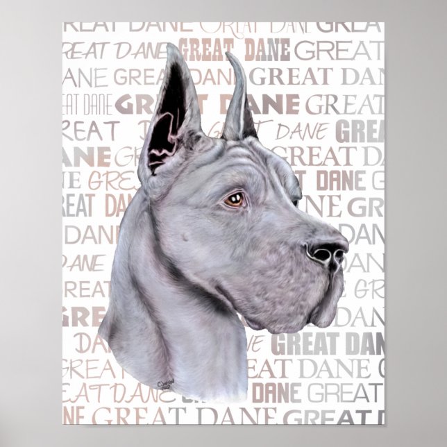Great Dane Show Colours Blue Poster (Front)