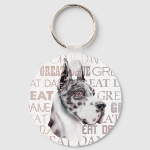 Great Dane Show Colours Harlequin Key Ring