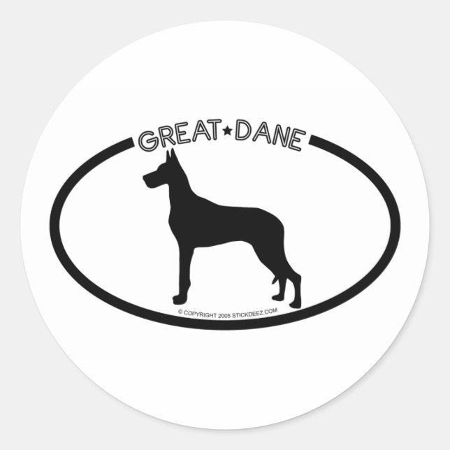 Great Dane Silhouette Black Sticker (Front)