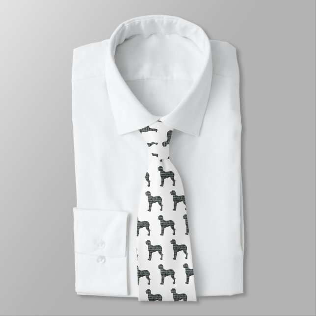Great Dane Silhouette Yellow & Black Grid White Tie (Tied)