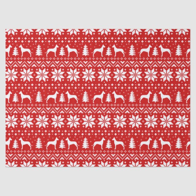 Great Dane Silhouettes Christmas Pattern Tissue Paper (Front)