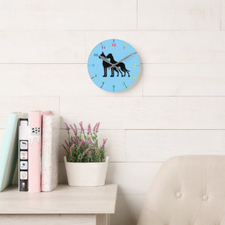 Great Dane Silhouettes Cropped and Natural Round Clock