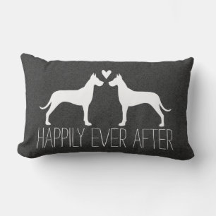 Great Dane Silhouettes Dogs Happy Couple Custom Lumbar Cushion