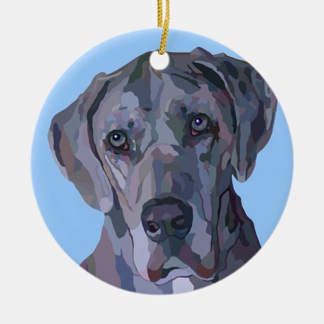 Great Dane Silver Merle Ornament (Front)